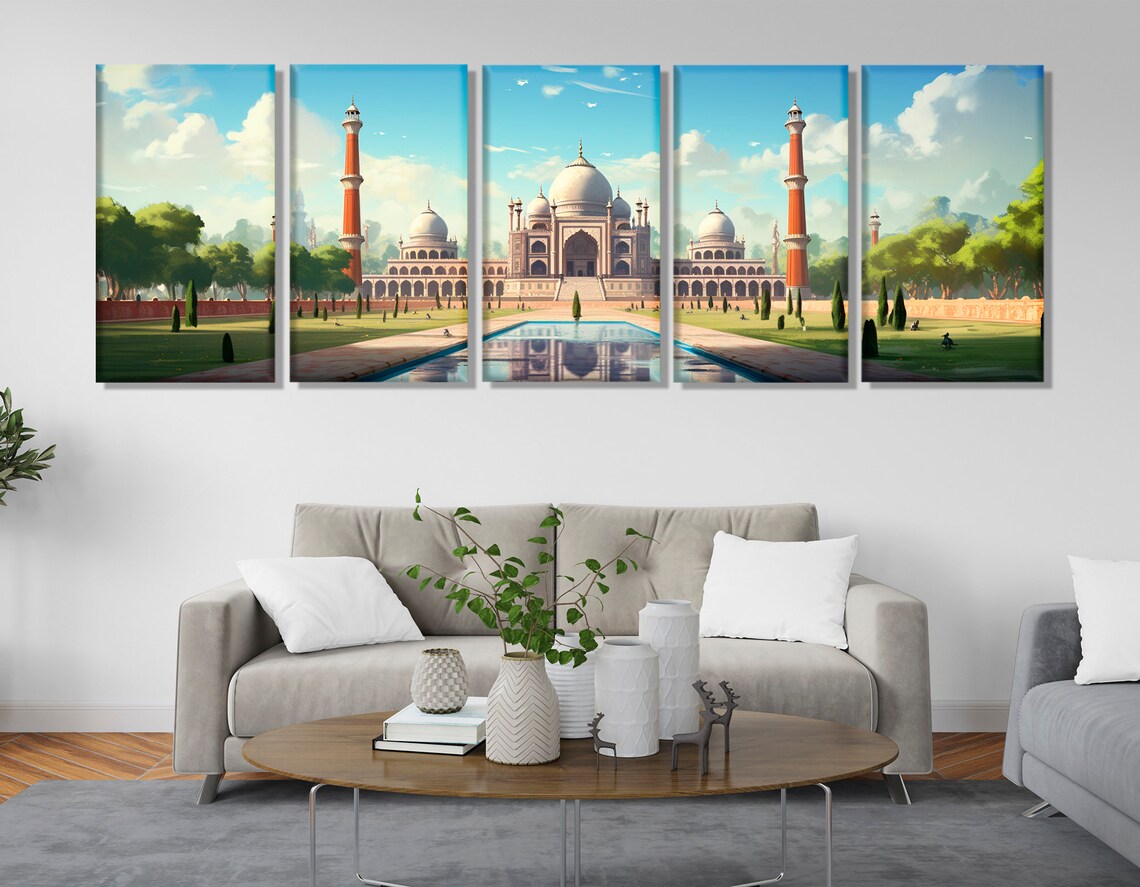 Jama Masjid Delhi India Mosque Red Minarets Illustration Travel Poster - Image 3
