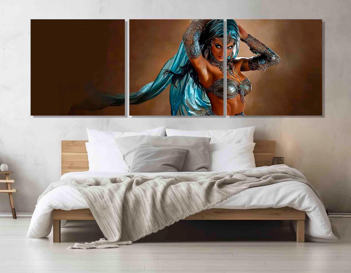 Arabian Princess Turquoise Veil Ornate Jewelry Panoramic Art Poster - Image 2