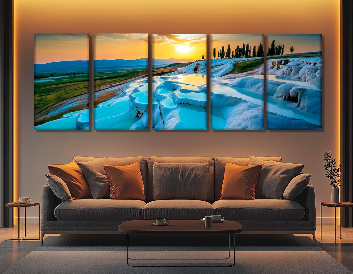 Pamukkale Turkey White Travertine Terraces Sunset Pools Travel Poster - Image 3