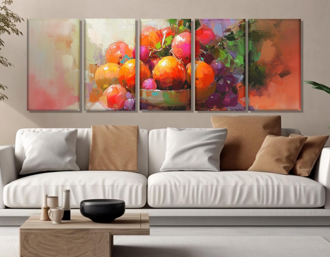 Impressionist Fruit Basket Painting Print Large Kitchen Wall Art Fruit Wall Art Modern Kitchen Wall Decor Framed Ready To Hang - Image 2