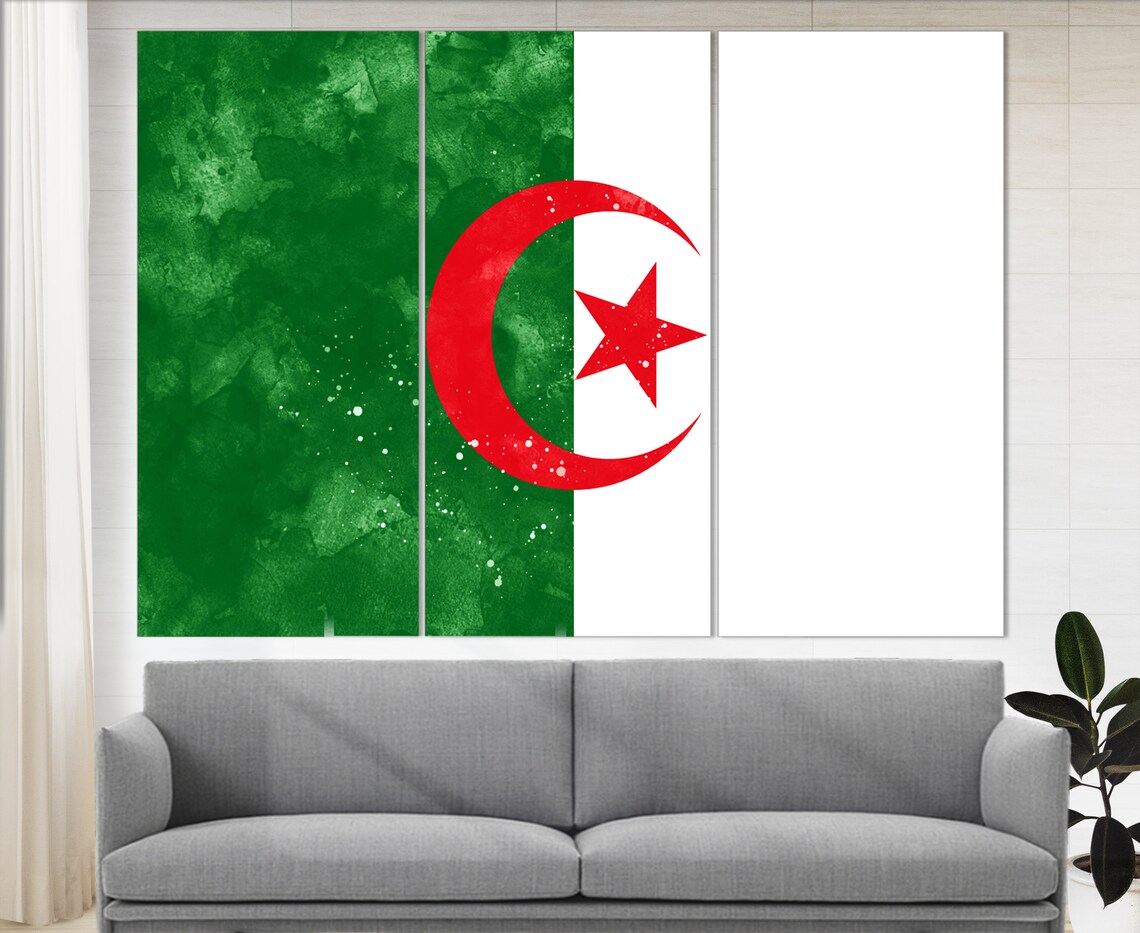 Algeria Flag Watercolor Green White Crescent Star Patriotic Art Poster - Image 4