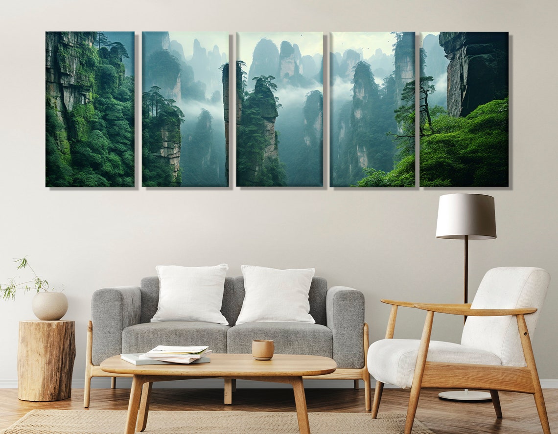 Zhangjiajie National Forest Park Misty Stone Pillars China View Poster - Image 3