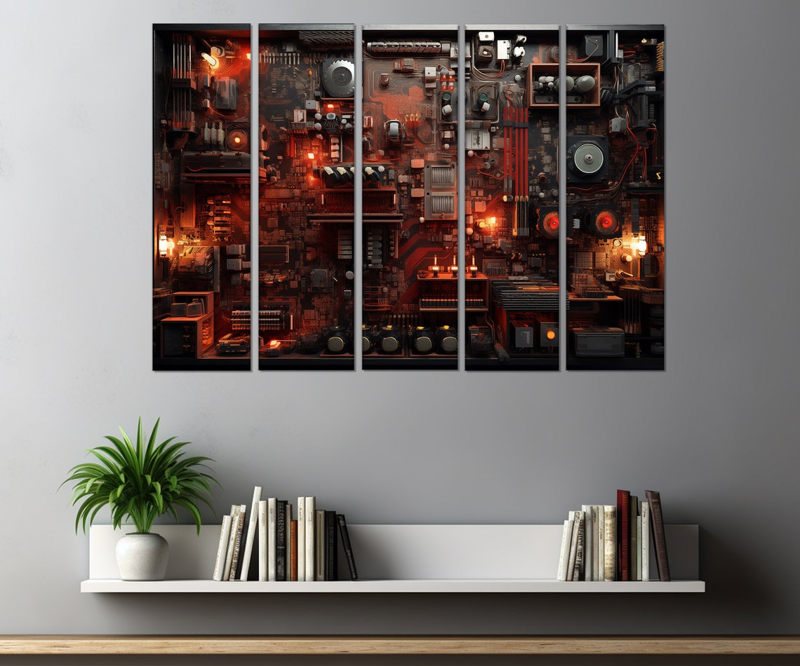 Abstract Microcircuit Print Motherboard Chip Art Engineer Gift Circuit Painting Chip Print - Image 2