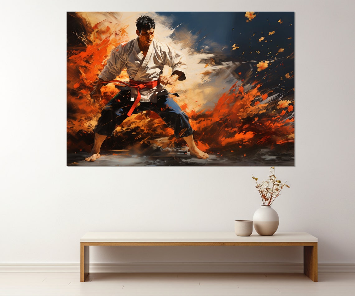 Martial Arts Fighter Red Belt Fiery Abstract Dynamic Karate Poster - Image 2