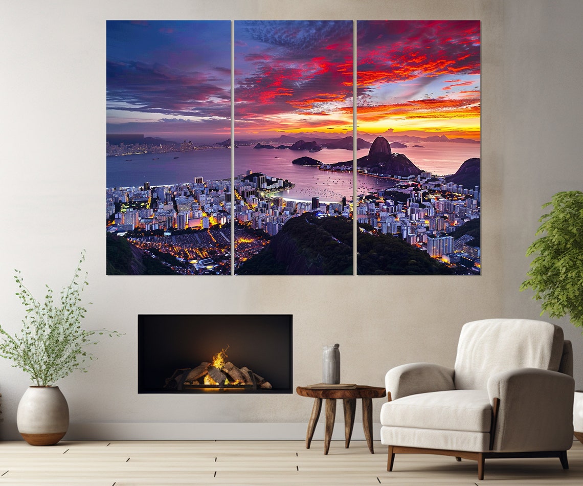 Rio de Janeiro Brazil Sunset Skyline Sugarloaf Mountain Harbor Poster - Image 4