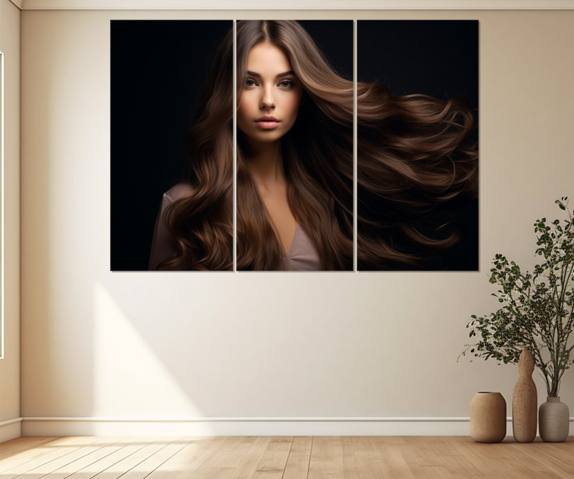 Fashion Wall Art Beauty Saloon Wall Decor Girl With Beautiful Hair Print Hairdresser Gift Framed And Ready To Hang - Image 3