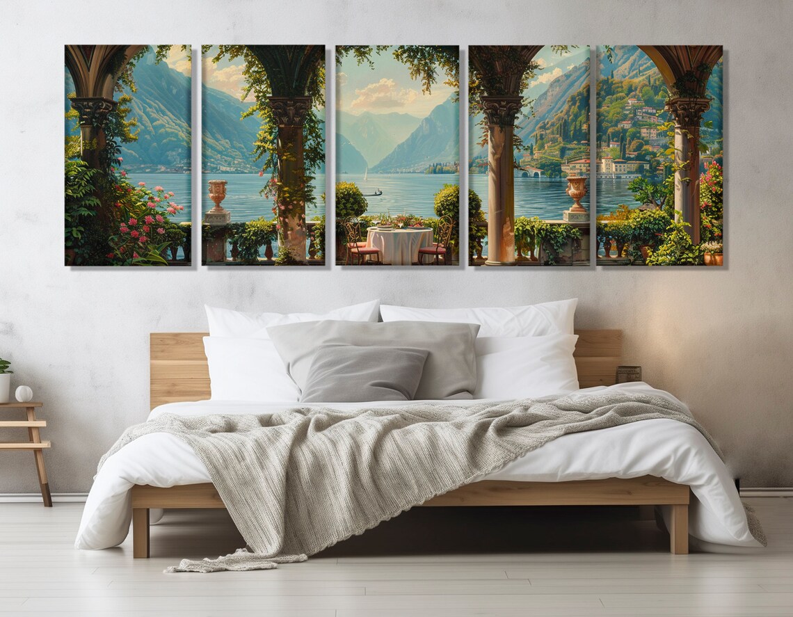 Lake Como Vintage Panorama Art Print, Italy Coast - Image 2