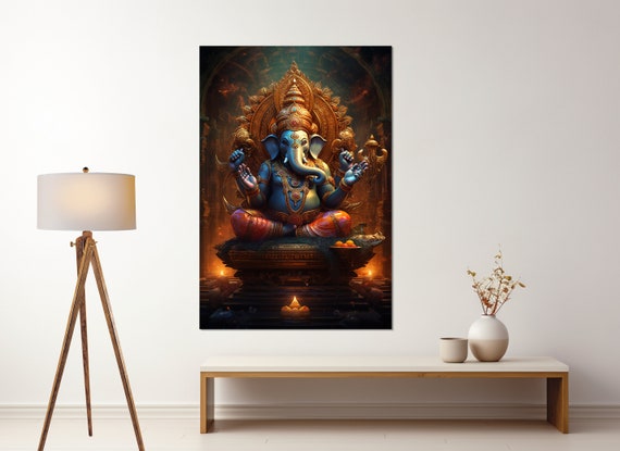 Lord Ganesha Hindu God Print Indian Hindu God Painting Indian Wall Art Framed And Ready To Hang