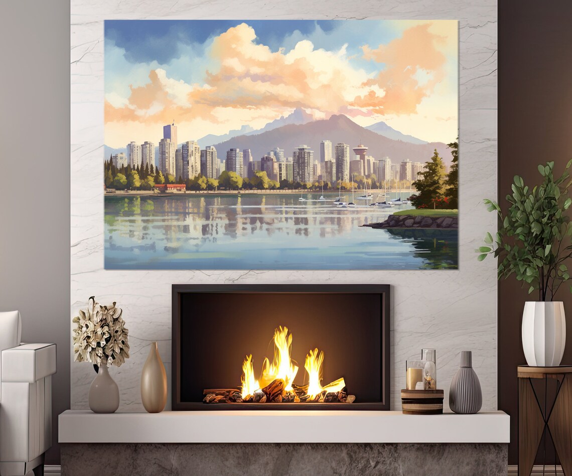 Vancouver Skyline Abstract Art Print, Travel Poster