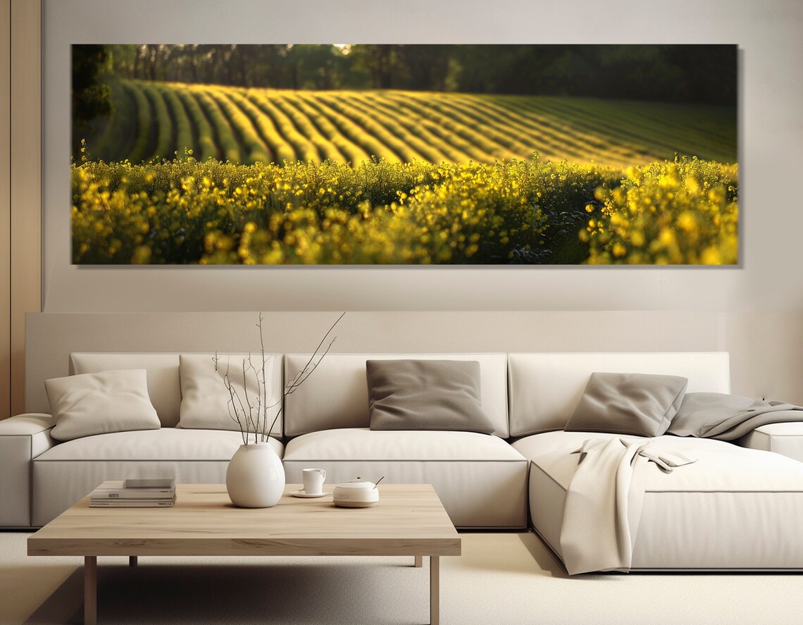Rapeseed Field Painting Art Print, Agricultural Decor