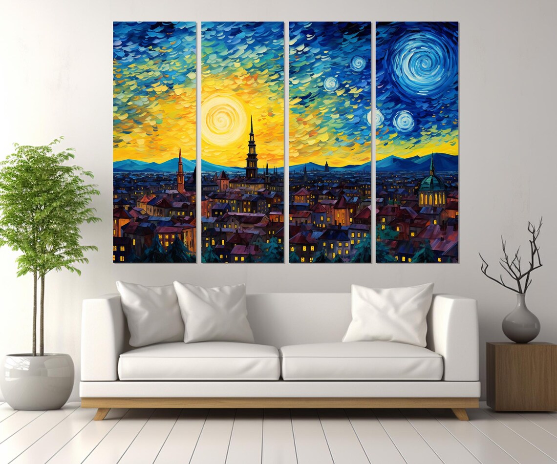 Abstract Zagreb Skyline, Van Gogh-Inspired Art Print - Image 3