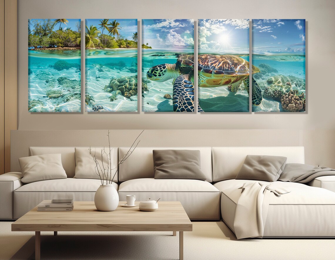 Sea Turtle Art Print, Ocean Sea Life Poster - Image 3