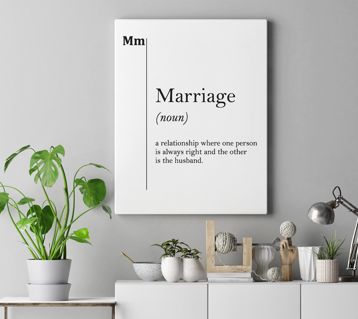 Marriage Definition Funny Quote Print Black White Typography Poster - Image 4