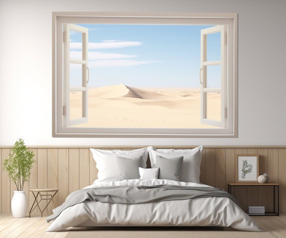 Open Window With A Desert View Print Desert Wall Art Faux Window Art Framed And Ready To Hang