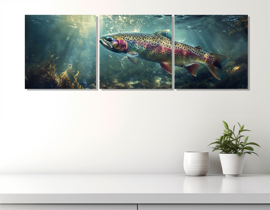 Rainbow Trout Abstract Fishing Wall Art Print - Image 3