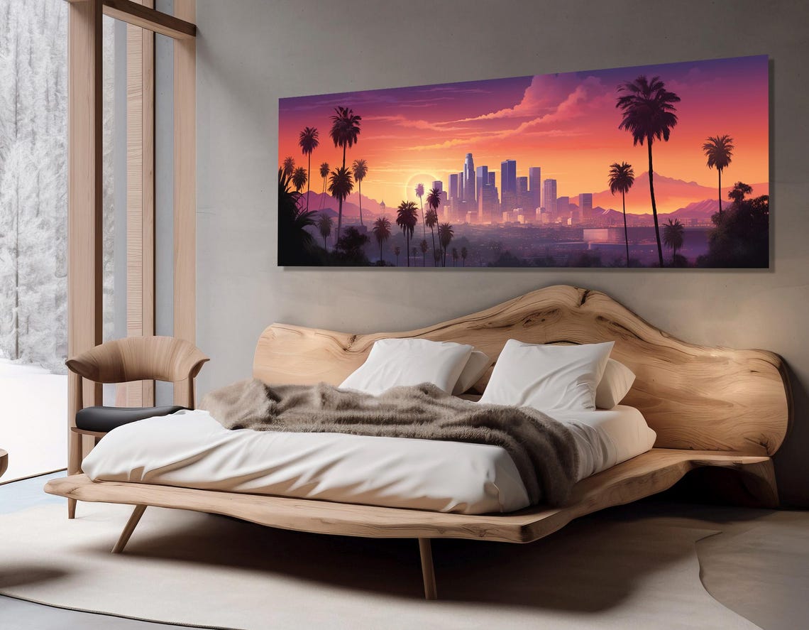 Los Angeles Sunset Skyline With Palm Tree Silhouettes Abstract Poster - Image 2