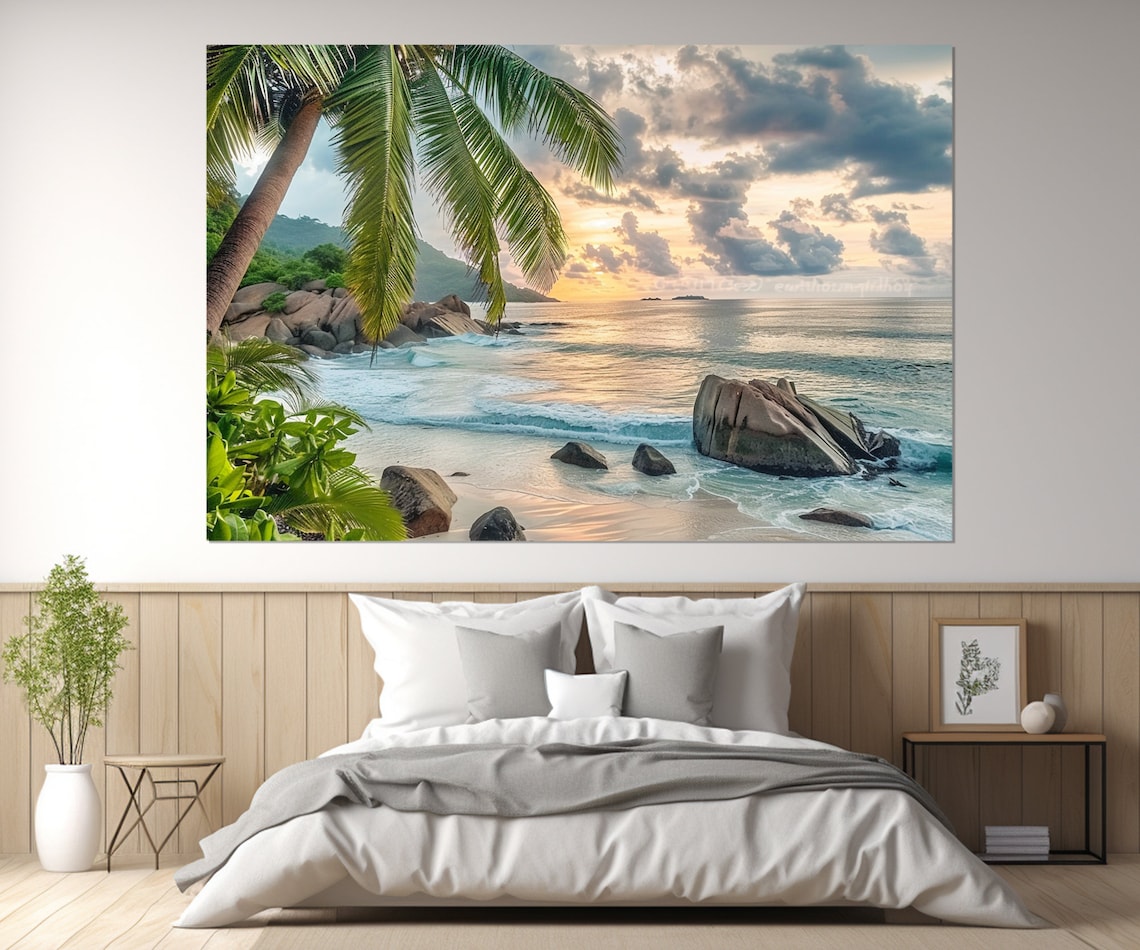 Scenic Tropical Beach, Tropical Ocean Art Print