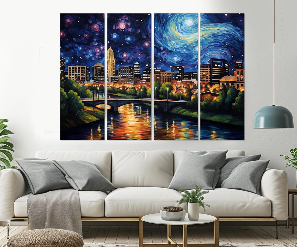 Abstract Huntsville Painting Print Huntsville Wall Art Huntsville Skyline Huntsville Poster Framed Ready To Hang - Image 3
