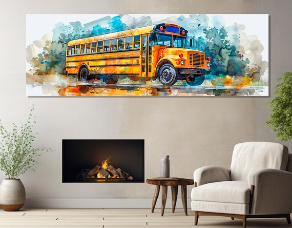 School Bus Print School Wall Decor School Bus Painting School Bus Driver Gift School Bus Watercolor Print Framed Ready To Hang