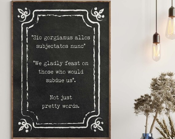Addams Family Gothic Latin Motto Quote Chalkboard Style Poster