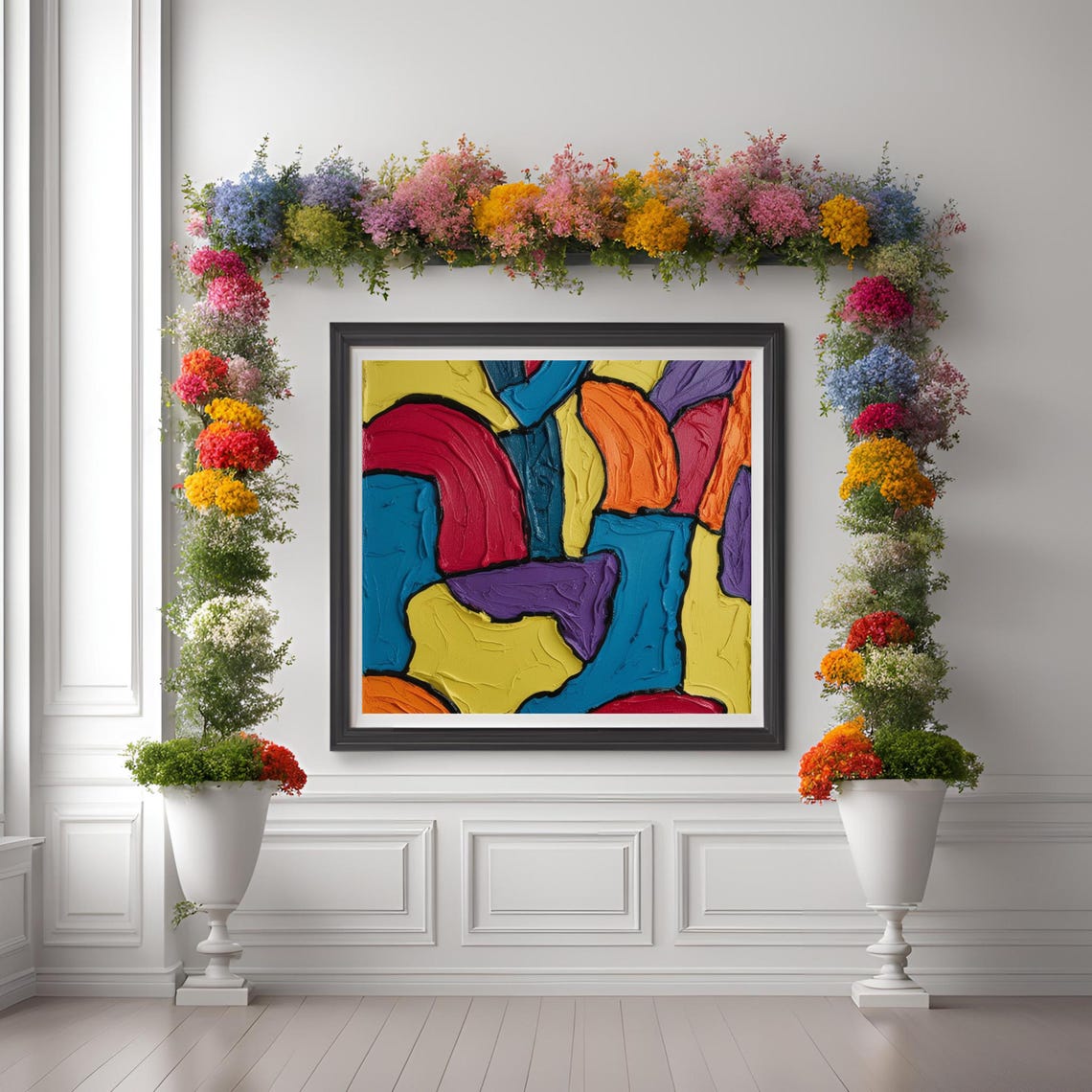 Vibrant Mosaic Colorful Abstract Impasto Contemporary Poster - Image 2