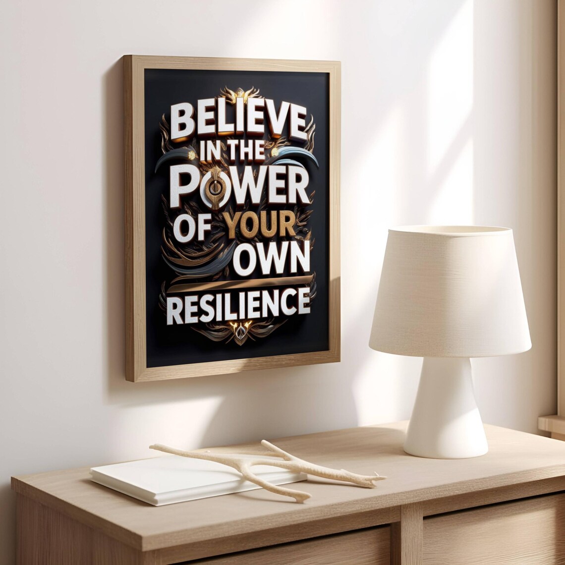 Believe in the Power of Your Own Resilience Gold Quote Poster - Image 2