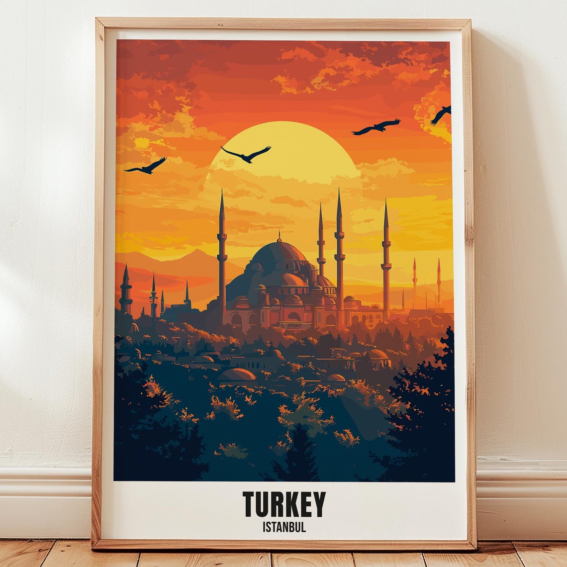 Turkey Istanbul Travel Poster Wall Art Illustration Print
