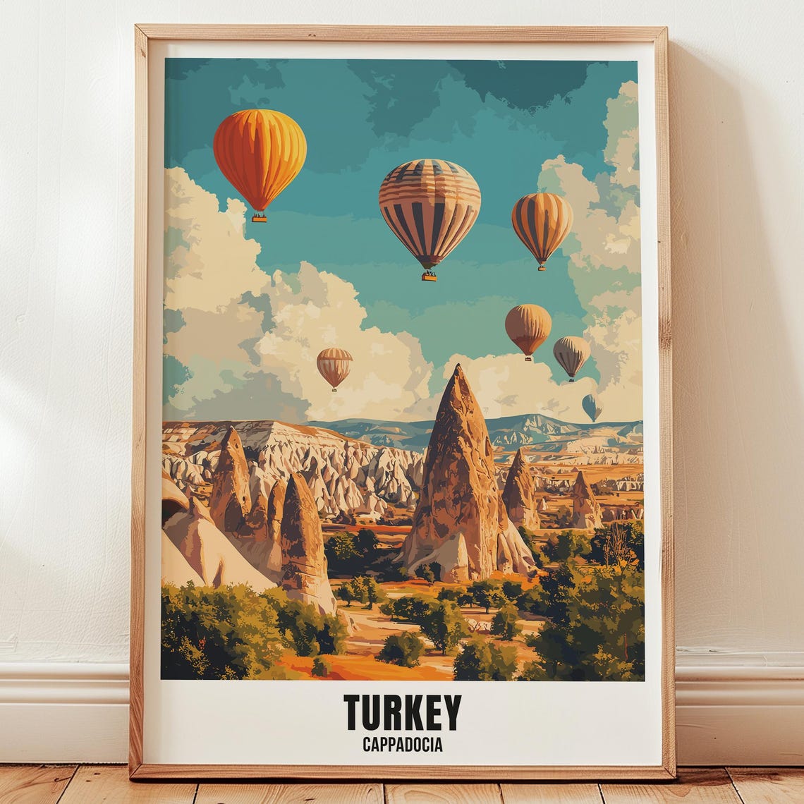 Turkey Cappadocia Travel Poster Wall Art Illustration Print