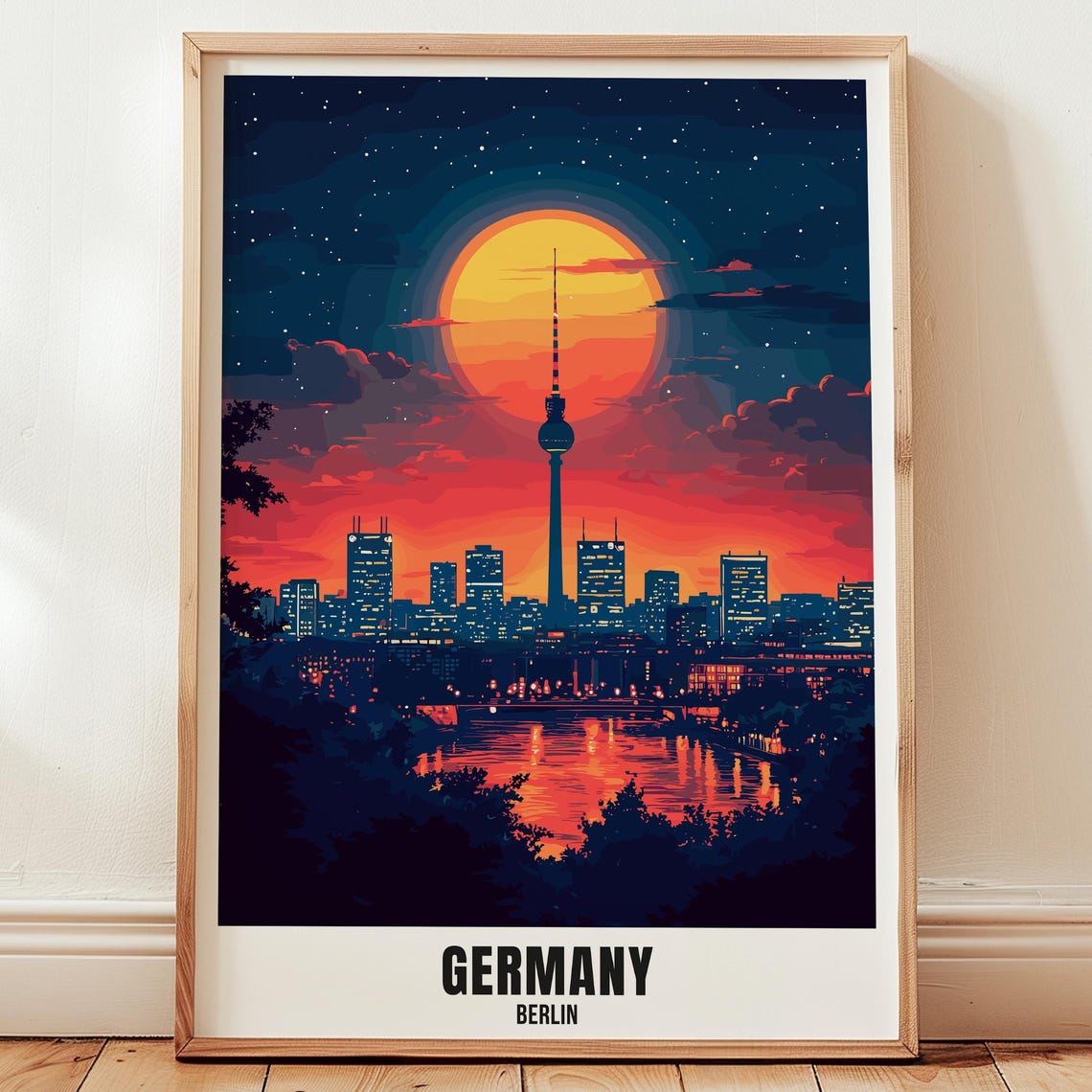 Germany Berlin Travel Poster Wall Art Illustration Print