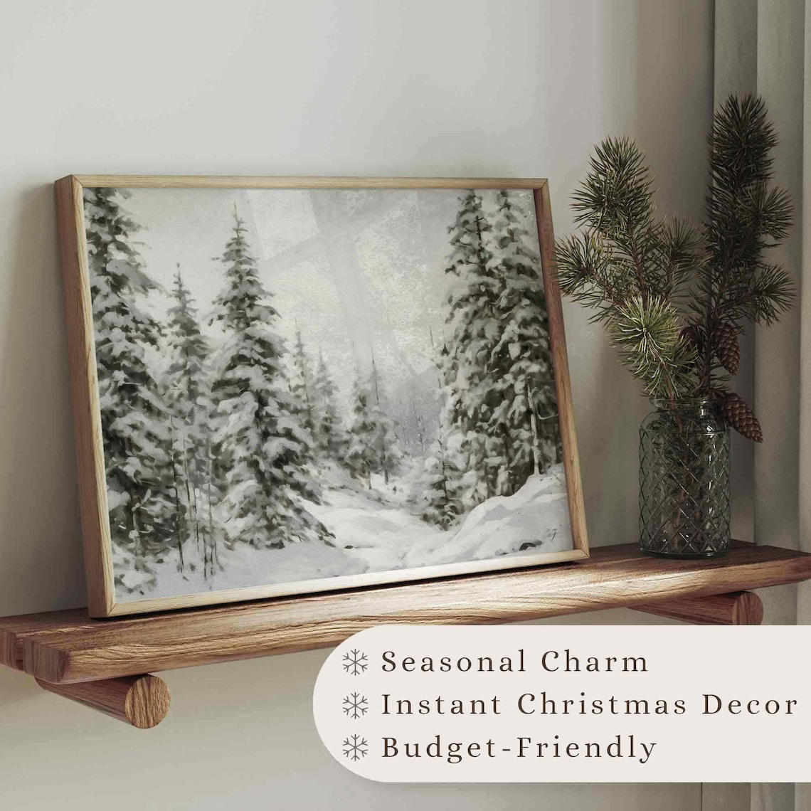 Winter Landscape Print, Farmhouse Pine Forest Art Print - Image 3