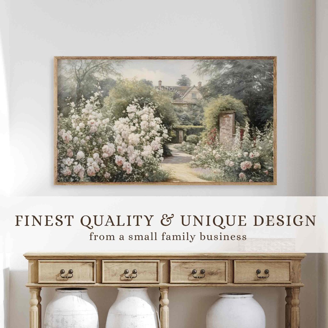 Summer Garden Painting, Cottage Rose Garden Art Print - Image 3