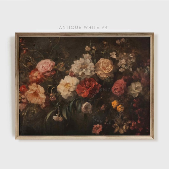 Moody Floral Dark Academia Botanical Still Life Art Print