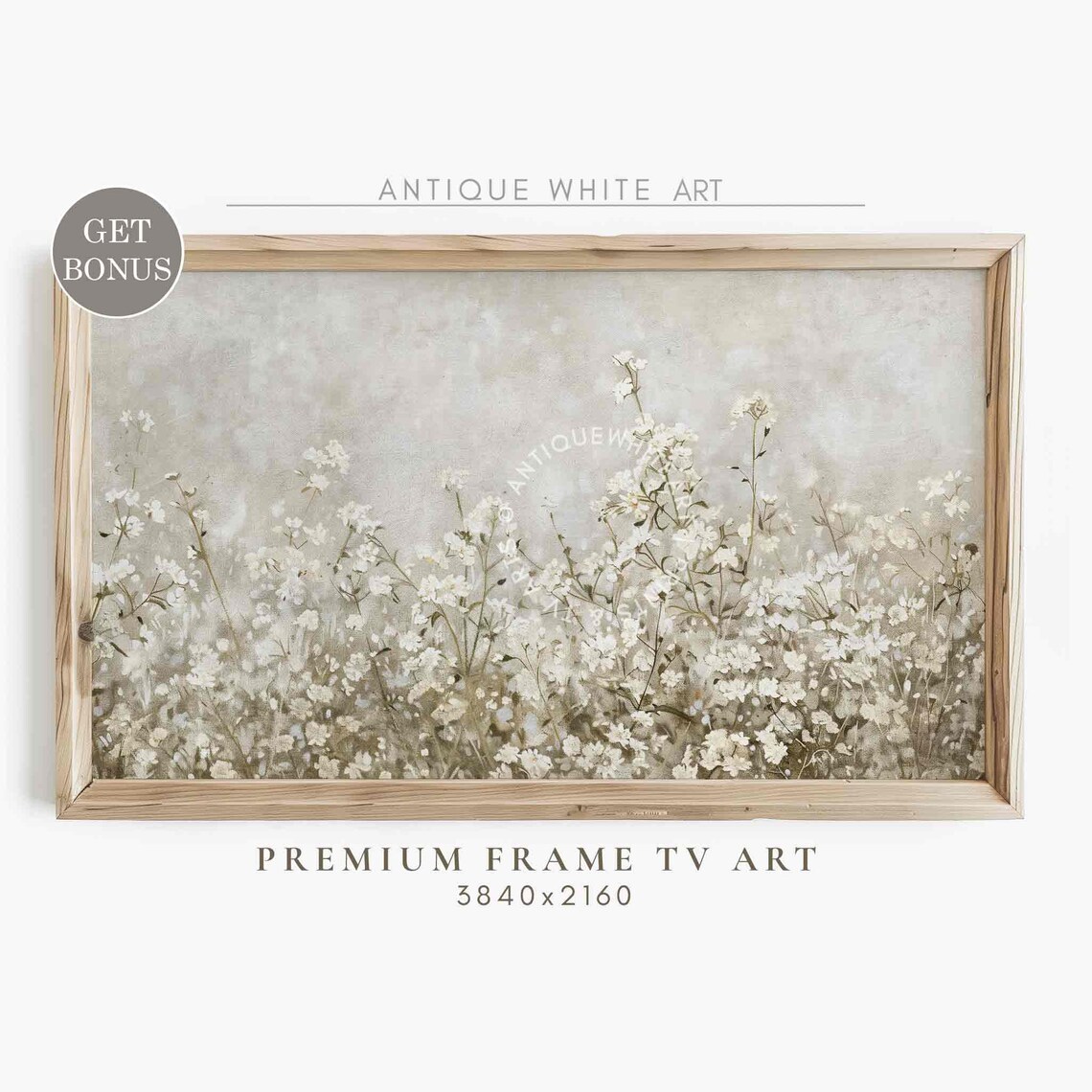 Neutral Floral White Summer Flowers Farmhouse Art Print