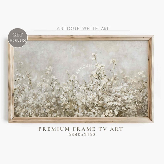 Neutral Floral White Summer Flowers Farmhouse Art Print