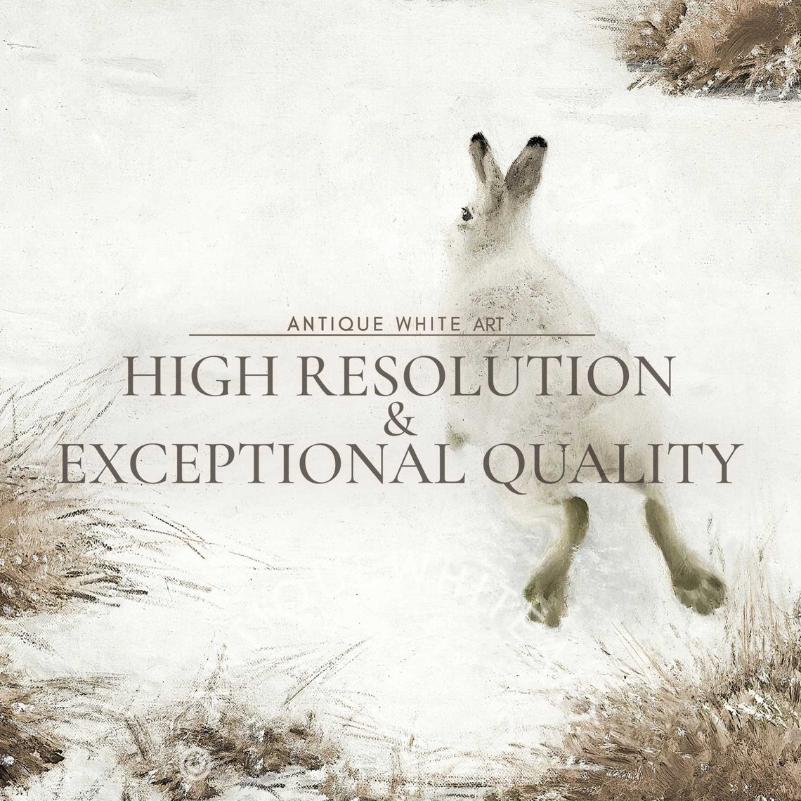White Hare Running Through Snow Vintage Winter Wildlife Art Print - Image 4