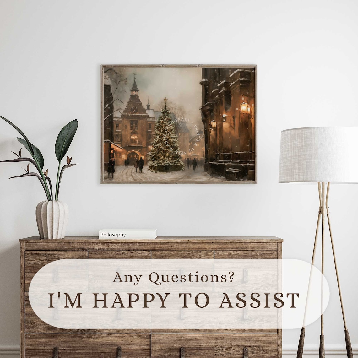Vintage Christmas Tree Print, Farmhouse Holiday Decor - Image 2