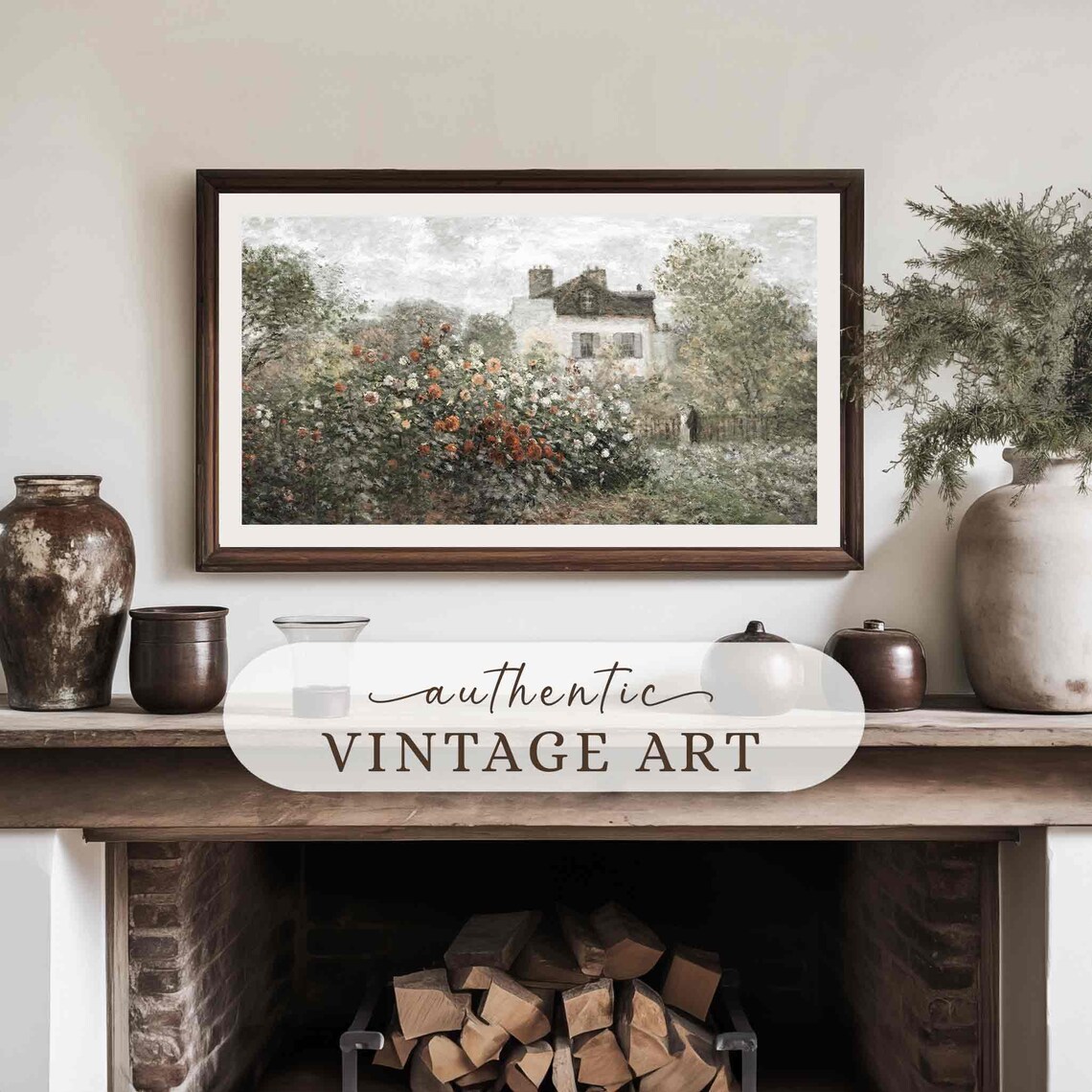 Vintage Cottage Rose Garden Art Print, Farmhouse Decor - Image 4