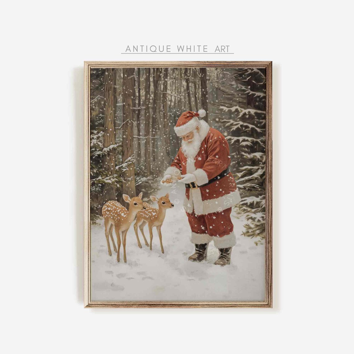 Santa Claus Vintage Farmhouse Christmas Art Print