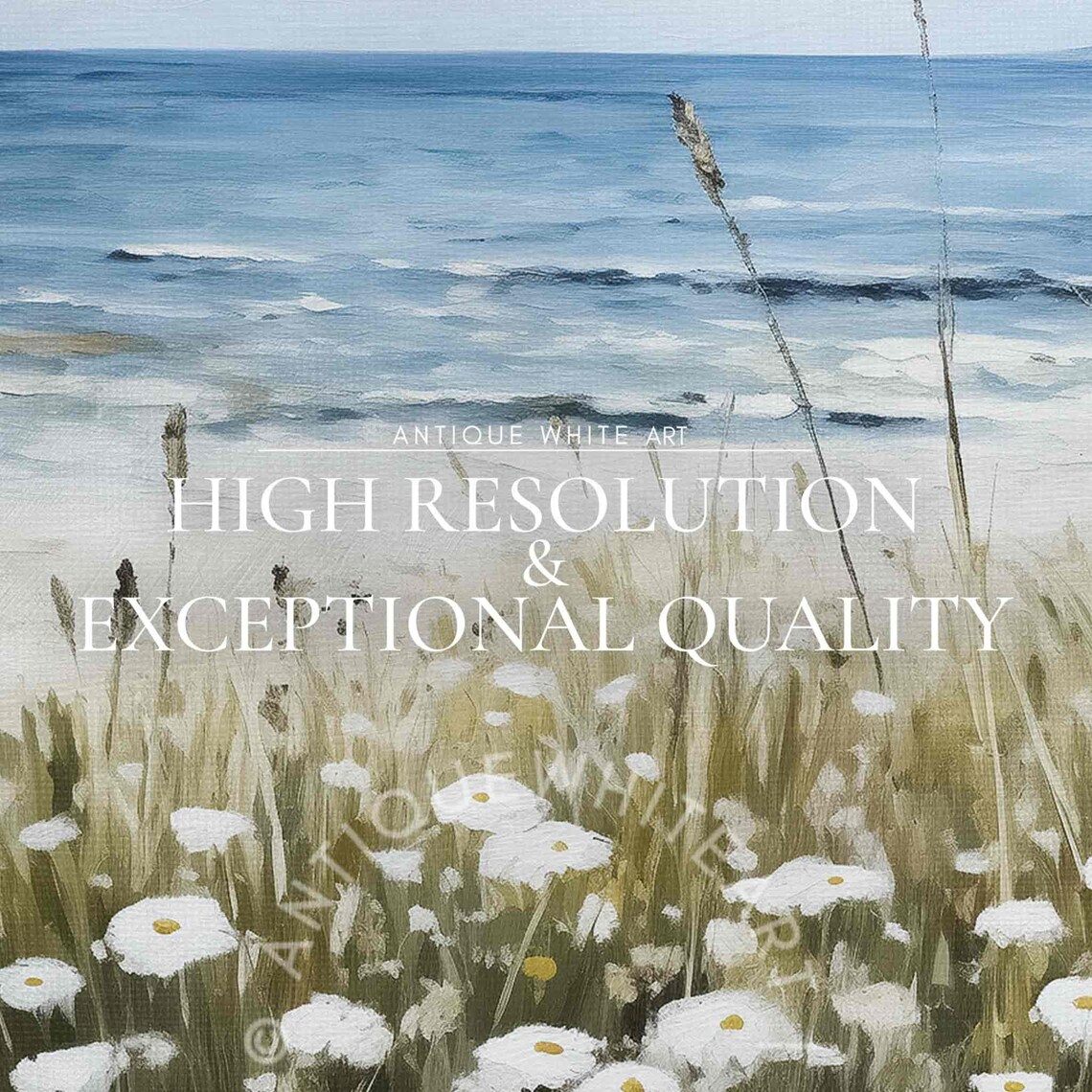Coastal Wildflower Field Ocean Beach Art Print - Image 3