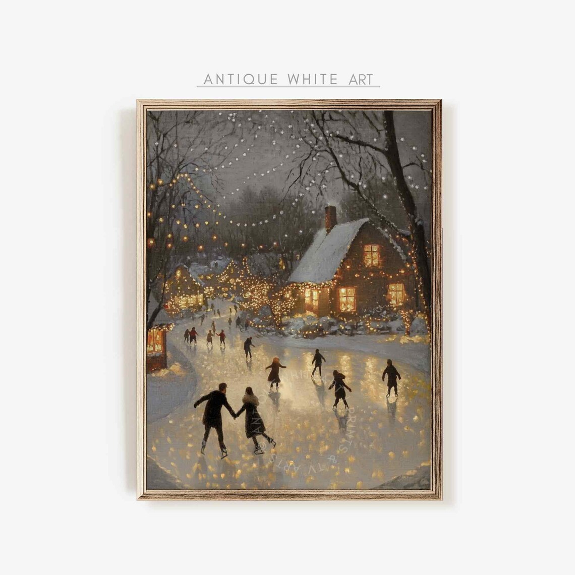 Winter Ice Skating Christmas Eve Art Print