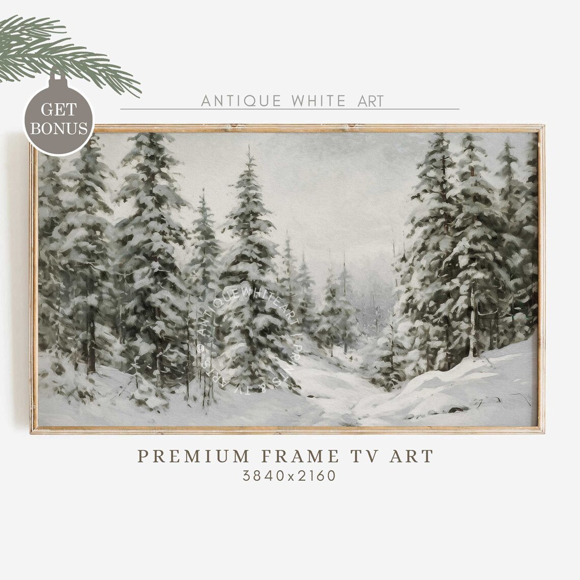 Winter Forest Painting, Vintage Winter Landscape