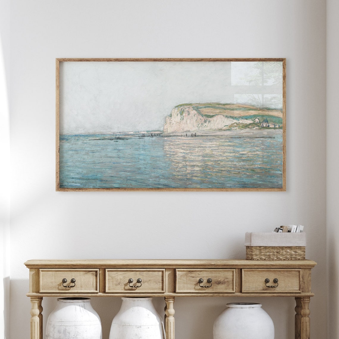 Impressionist Coastal Cliffs Beach Seascape Soft Blue Ocean Art Poster - Image 4