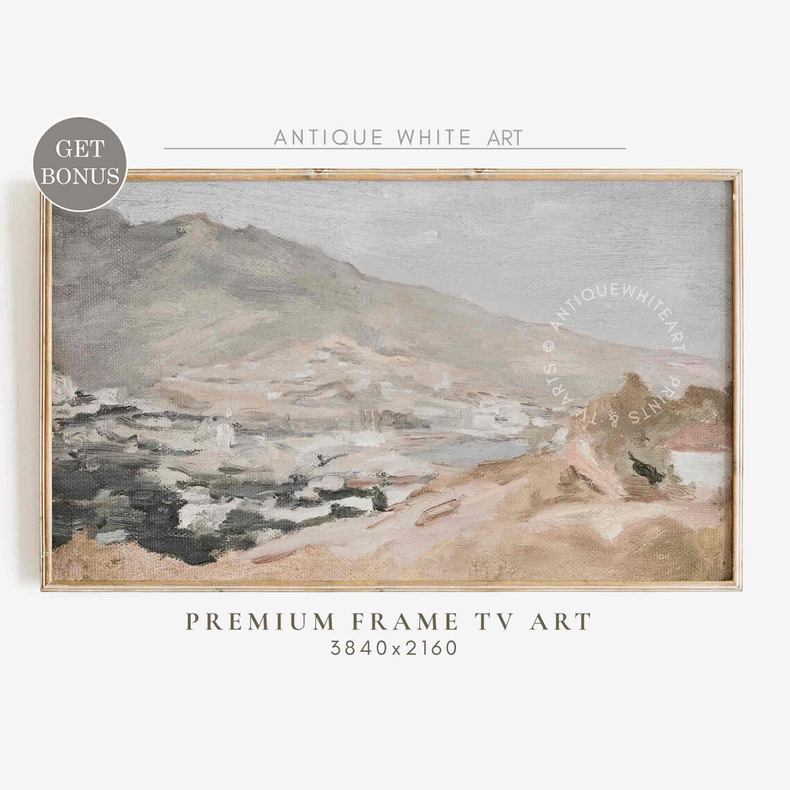 Mist Valley Mountain Landscape Vintage Oil Painting Neutral Muted Tone Wall Poster