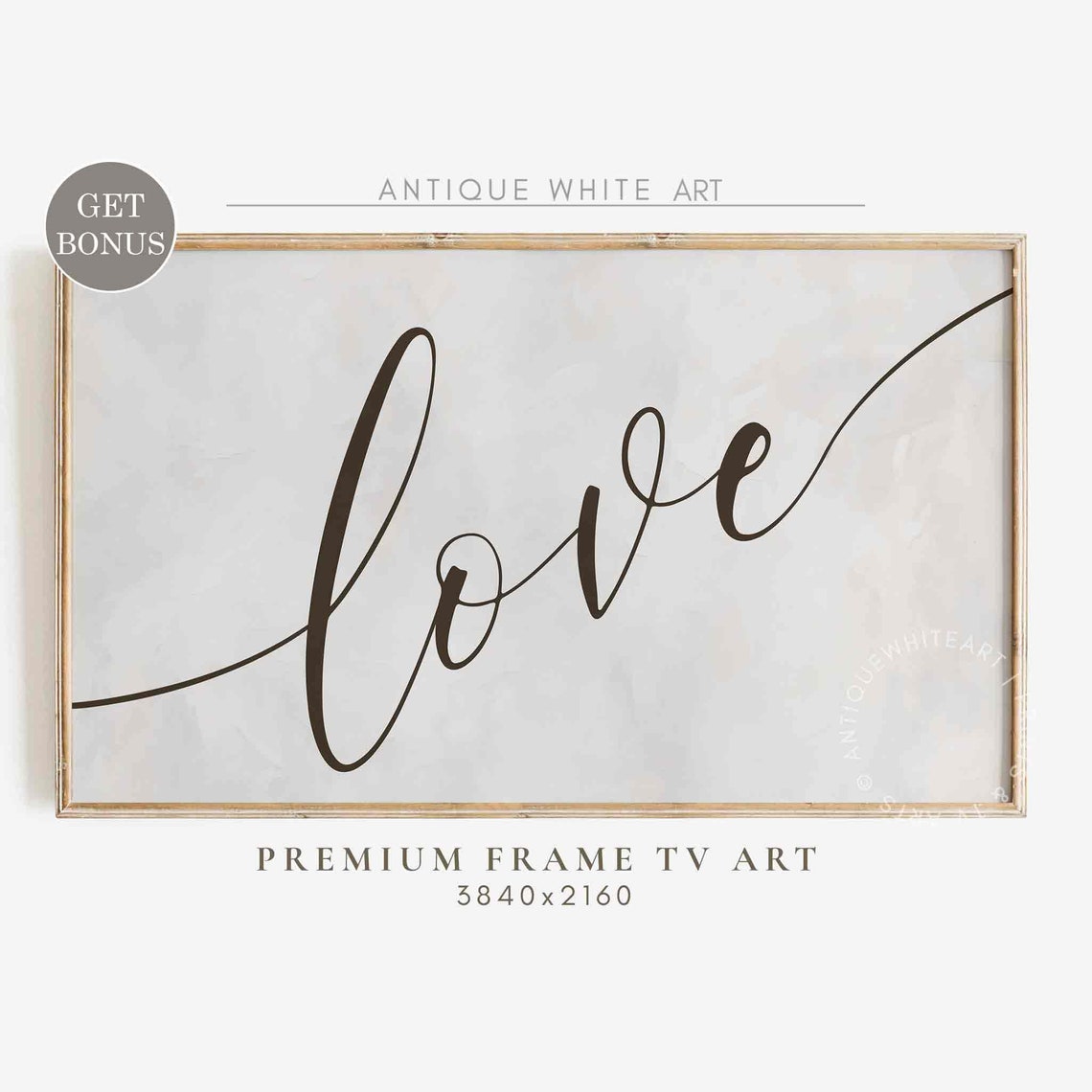 Love Script Typography Soft Watercolor Neutral Romantic Wall Art Print