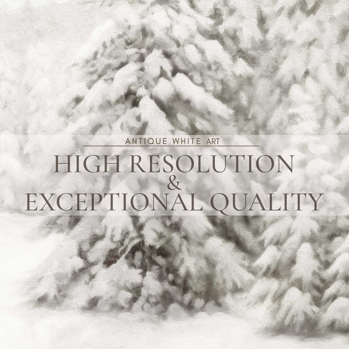 White Winter Pine Forest Snow Covered Trees Minimal Wall Art Print - Image 4