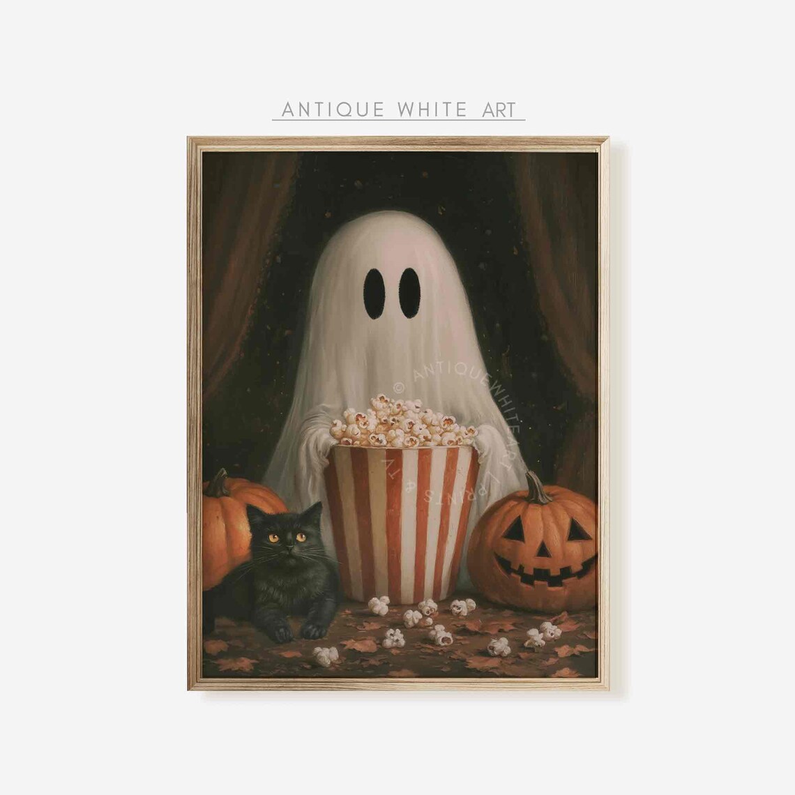 Funny Ghost With Popcorn Halloween Art Print