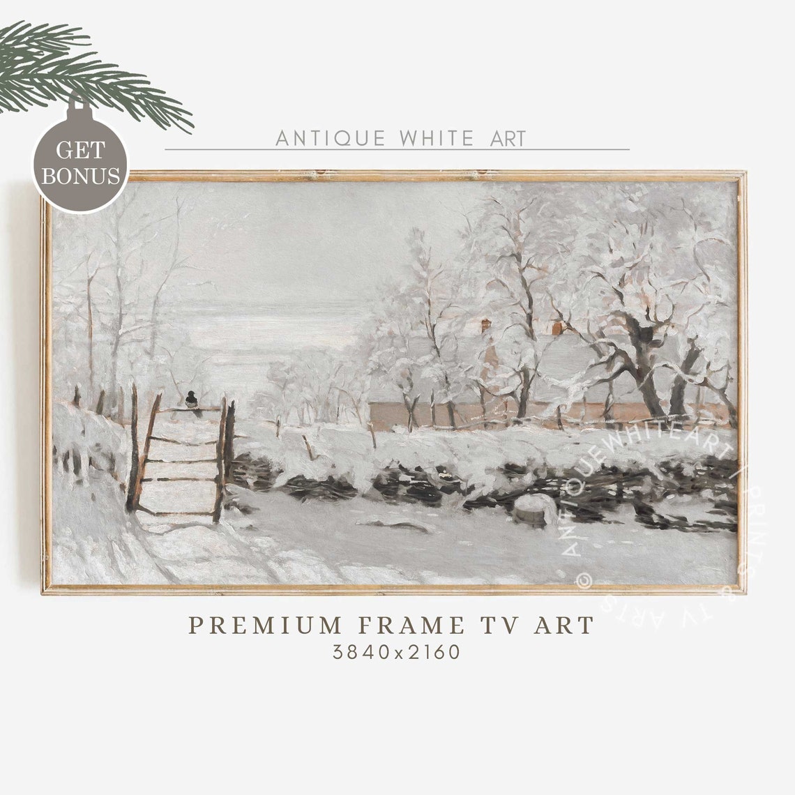 Winter Frame Tv Art Farmhouse Christmas Art For Tv Snowy Winter Landscape Vintage Painting Holiday Decor Tv185