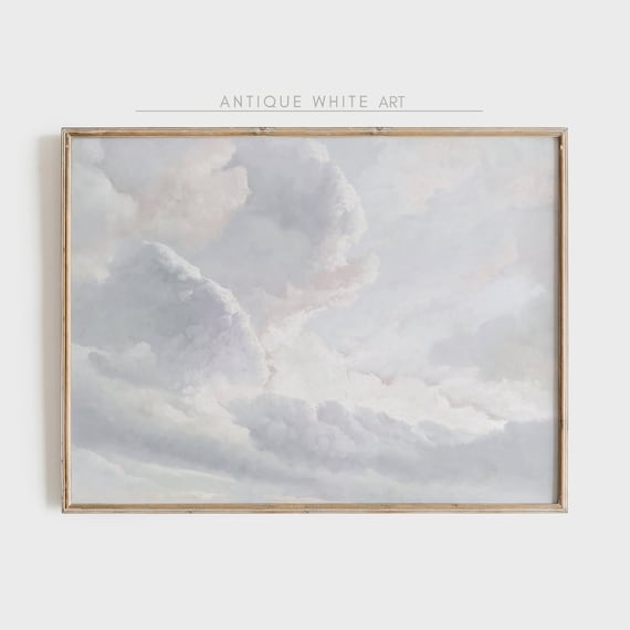 Vintage Clouds Antique Oil Painting Sky Art Print