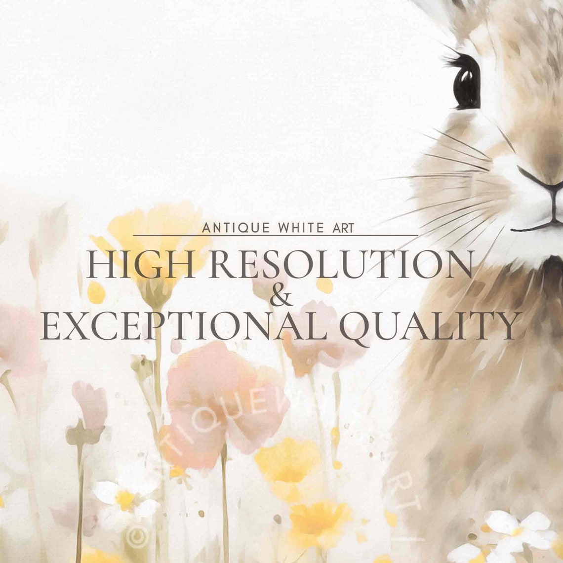 Easter Bunny Frame Tv Art Nursery Art Spring Wildflowers Painting Cute Easter Decor Pastel Rabbit Art Tv Tv309 - Image 3