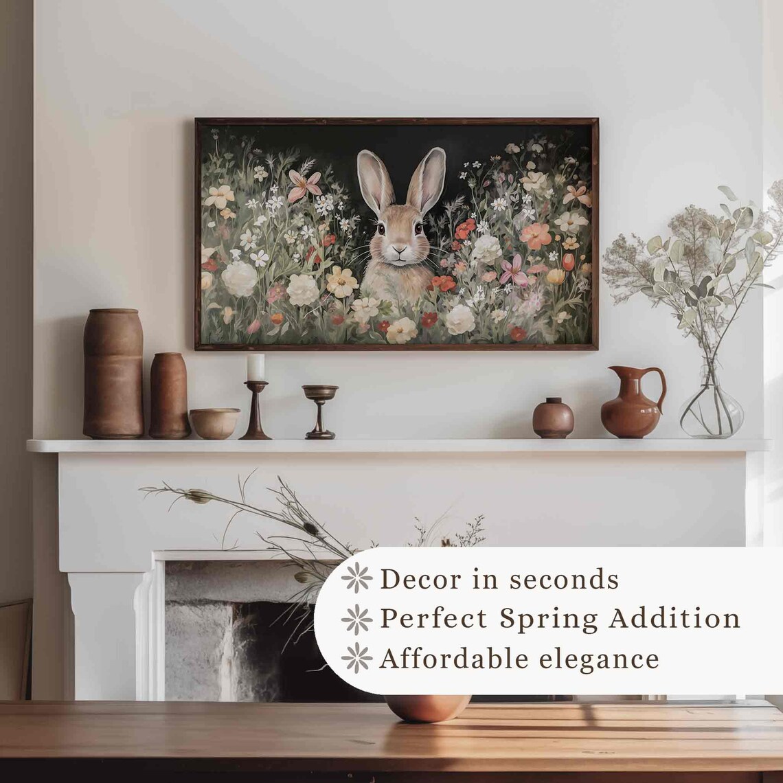 Moody Bunny Easter Rabbit Art Print, Spring Wildflowers - Image 4
